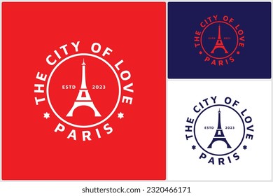 Circular City of Love France Paris Eiffel Tower Icon Logo Vector Design