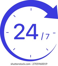relógio circular com seta, redondo o relógio serviço azul vetor plano.