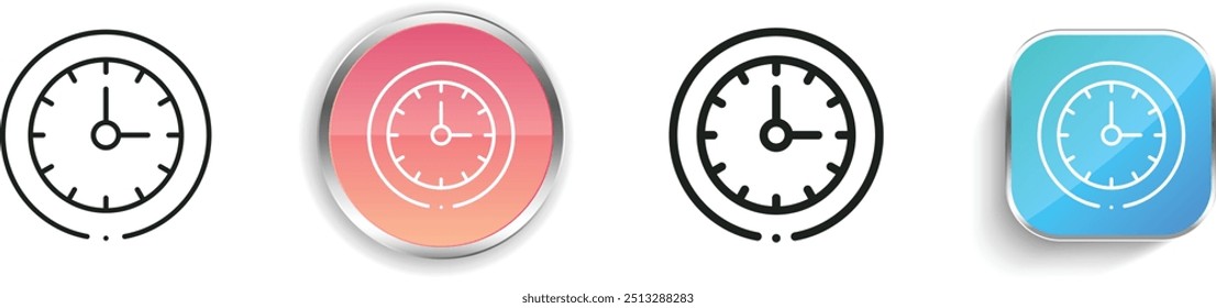 circular clock icon. Thin Linear, Regular and Button Style Design Isolated On White Background