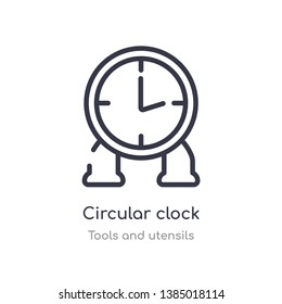 circular clock outline icon. isolated line vector illustration from tools and utensils collection. editable thin stroke circular clock icon on white background