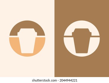 Circular coffee cup logo template with 2 variation.