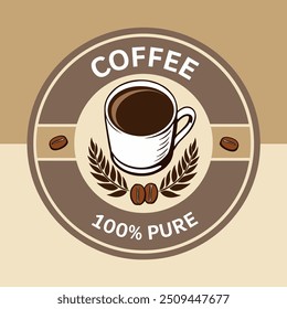 Logo circular del café, funcional con colores crema