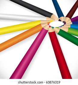 Circular color pencils . Vector illustration.