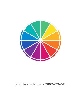 A circular color wheel divided into sections