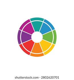 A circular color wheel divided into sections