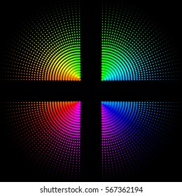 Circular colored balls on a black background. vector illustration