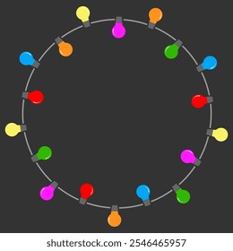 Iluminação circular colorida. Lâmpadas multicoloridas são colocadas em um círculo. um modelo para design criativo