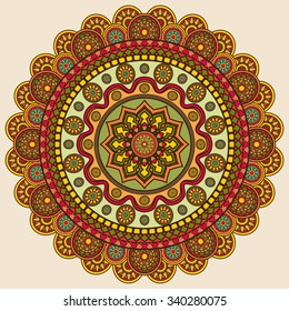 Circular colored pattern, vector mandala for decoration