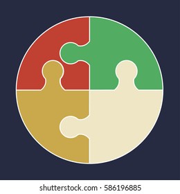 Circular colorful puzzle icon vector logo illustration