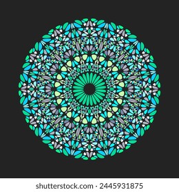 Circular colorful stone pattern mandala - ornate ornamental geometrical abstract vector graphic design