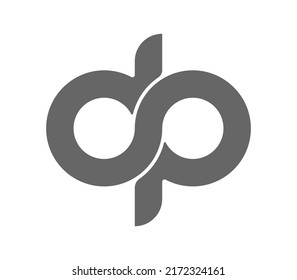 Circular combination of lowercase letters B and P. Design for a monogram, logo, emblem or sticker. Flat style