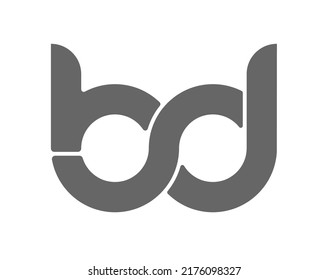 Circular combination of lowercase letters B and D. Design for a monogram, logo, emblem or sticker. Flat style