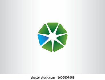 circular company logo design template with modern style. Green logo design concept