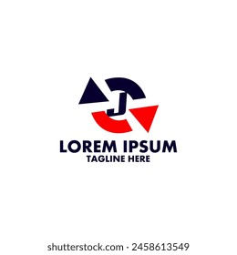 Circular Compass Letter J logo design Vector