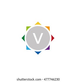 Circular Compass Letter V Vector