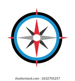 Circular compass rose vector illustration symbolizing direction and navigation on white background