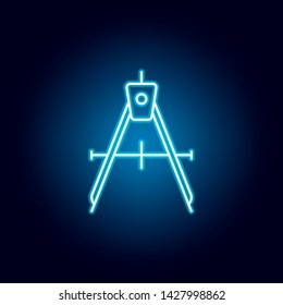 circular, compass, tool outline icon in neon style. elements of education illustration line icon. signs, symbols can be used for web, logo, mobile app, UI, UX