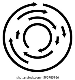 Circular Concentric Arrows. Cyclic, Cycle Arrows. Arrow Element To Illustrate Ripple, Swirl, Twirl Concepts