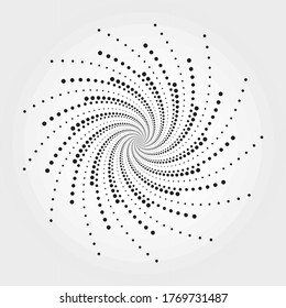 Fondo de la espiral semiconcéntrica circular. Puntos abstractos espirales en círculo concéntrico. Elemento giratorio o circular circular. Hélice de puntos radiales. Elemento de diseño para uso multipropósito.
