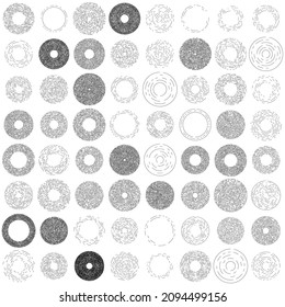 Circular, concentric segmented circles. Radial, radiating rings. Abstract geometric circle shape, design element. Swirl, twirl, spiral and whorl shape