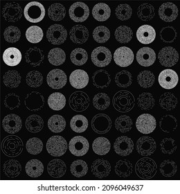 Circular, concentric segmented circles. Radial, radiating rings. Abstract geometric circle shape, design element. Swirl, twirl, spiral and whorl shape