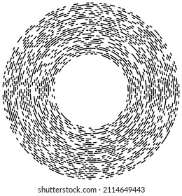 Circular, concentric segmented circles. Radial, radiating rings. Abstract geometric circle shape, design element. Swirl, twirl, spiral and whorl shape
