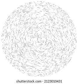 Circular, concentric segmented circles. Radial, radiating rings. Abstract geometric circle shape, design element. Swirl, twirl, spiral and whorl shape