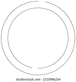 Circular, concentric segmented circles, rings. Abstract geometric circle. Spiral, swirl, twirl. Random rotation circles