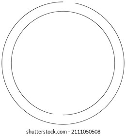 Circular, concentric segmented circles, rings. Abstract geometric circle. Spiral, swirl, twirl. Random rotation circles
