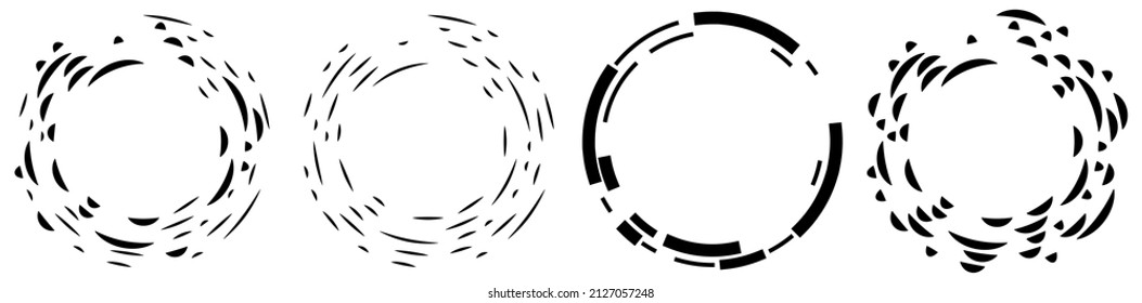 Rundkreisförmige, konzentrische, segmentierte Kreise, Ringe. Abstrakter geometrischer Kreis. Spiral, wirl, wirl. Random-Drehkreise