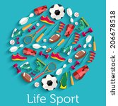 Circular concept of flat sports equipment background. vector illustration design