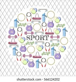 Circular concept of sport equipment background. Vector illustration design