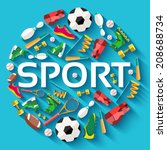 Circular concept of sports equipment sticker background. vector illustration design