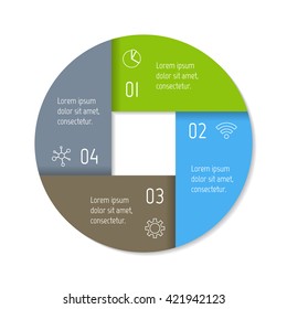 Circular connected infographic diagram with 4 options. EPS10 template.