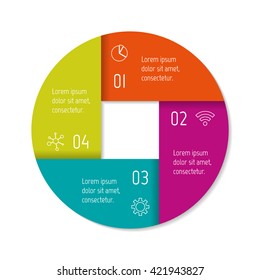 Circular connected infographic diagram with 4 options. EPS10 template.