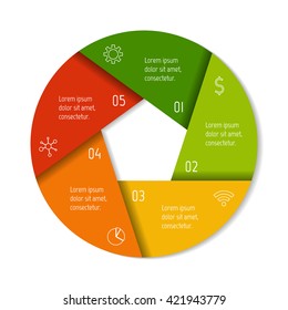 Circular connected infographic diagram with 5 options. EPS10 template.