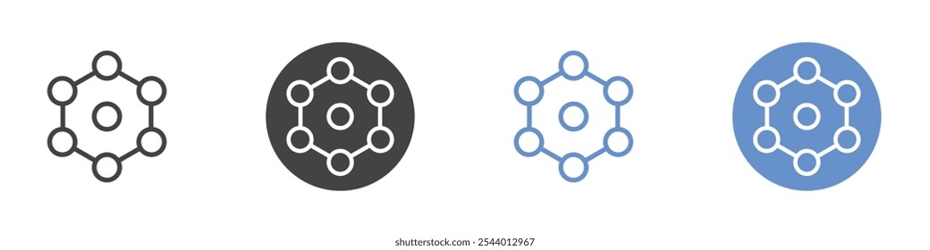 Circular connection icon Flat set in black and white color