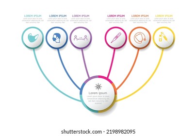 Circular Connection Steps business Infographic Template with 6 Element