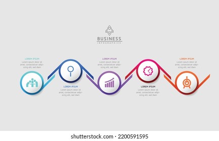 Circular Connection Steps business Infographic Template with 5 Element