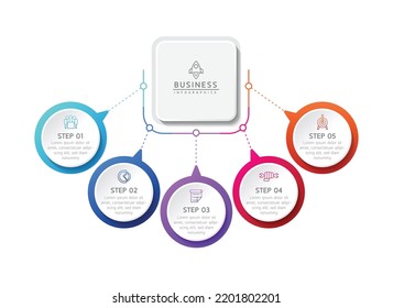 Circular Connection Steps business Infographic Template with 5 Element