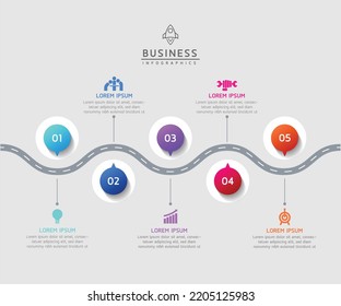 Circular Connection Steps business Infographic Template with 5 Element