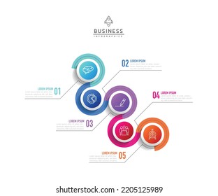 Infografik-Vorlage für Circular Connection mit 5 Elementen