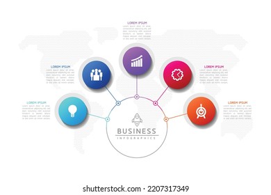 Infografik-Vorlage für Circular Connection mit 5 Elementen