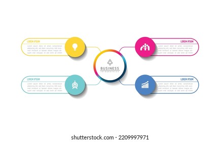 Circular Connection Steps business Infographic Template with 4 Element