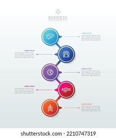 Circular Connection Steps business Infographic Template with 5 Element