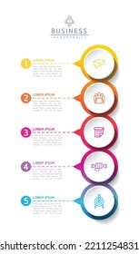 Circular Connection Steps business Infographic Template with 5 Element