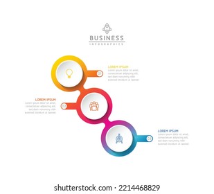 Circular Connection Steps business Infographic Template with 3 Element