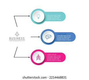 Circular Connection Steps business Infographic Template with 3 Element