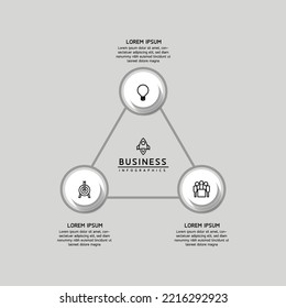 Plantilla Infográfica de Negocios de Pasos de Conexión Circular con 3 Elementos