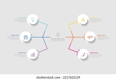 Circular Connection Steps business Infographic Template with 6 Element